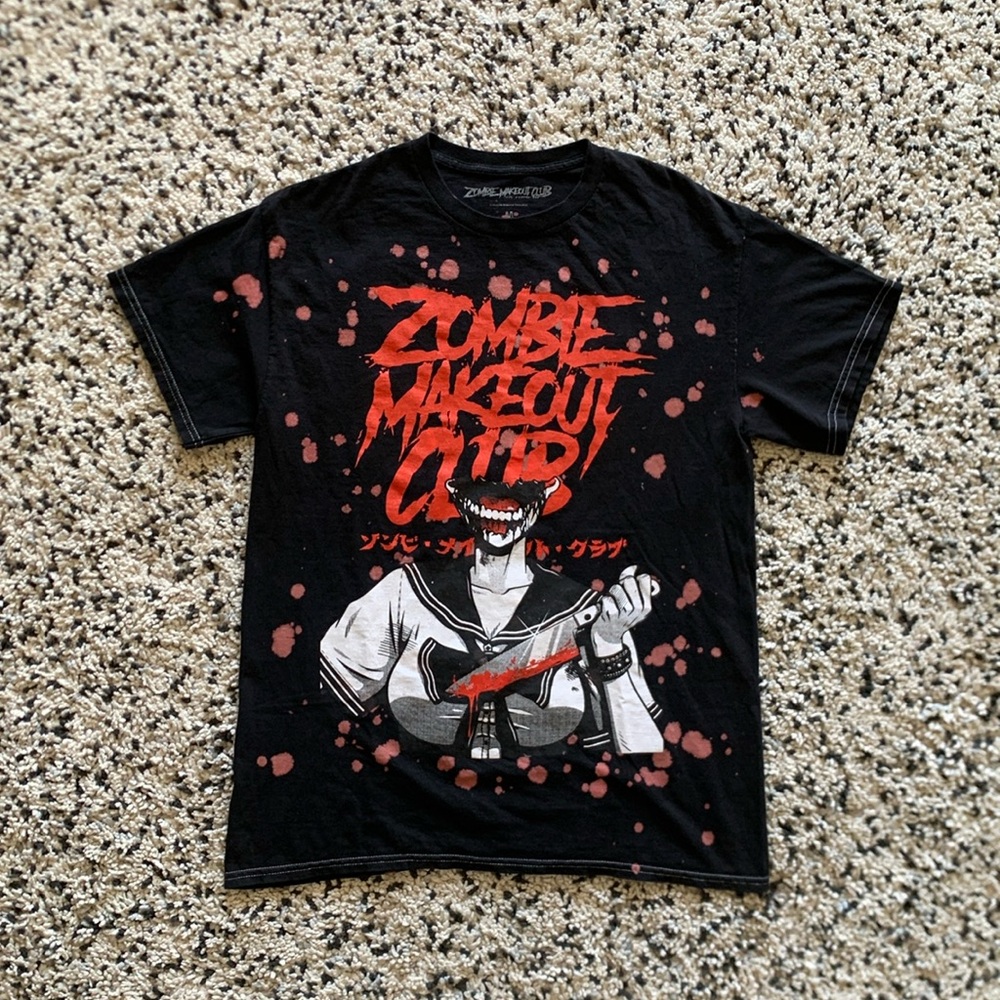 Zombie Makeout Club Tee Shirt Black Red Graphic Short Sleeve Men's Size Medium